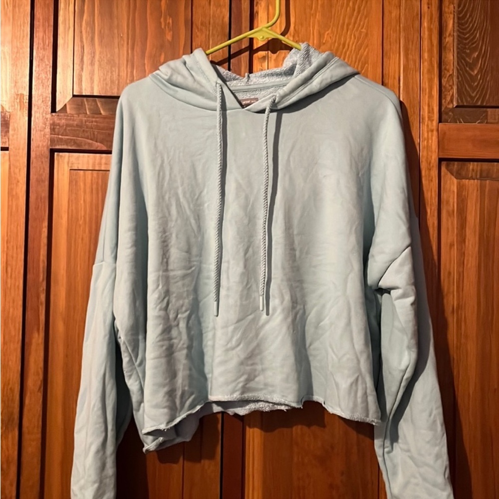 Aerie light teal crop hoodie -size XL